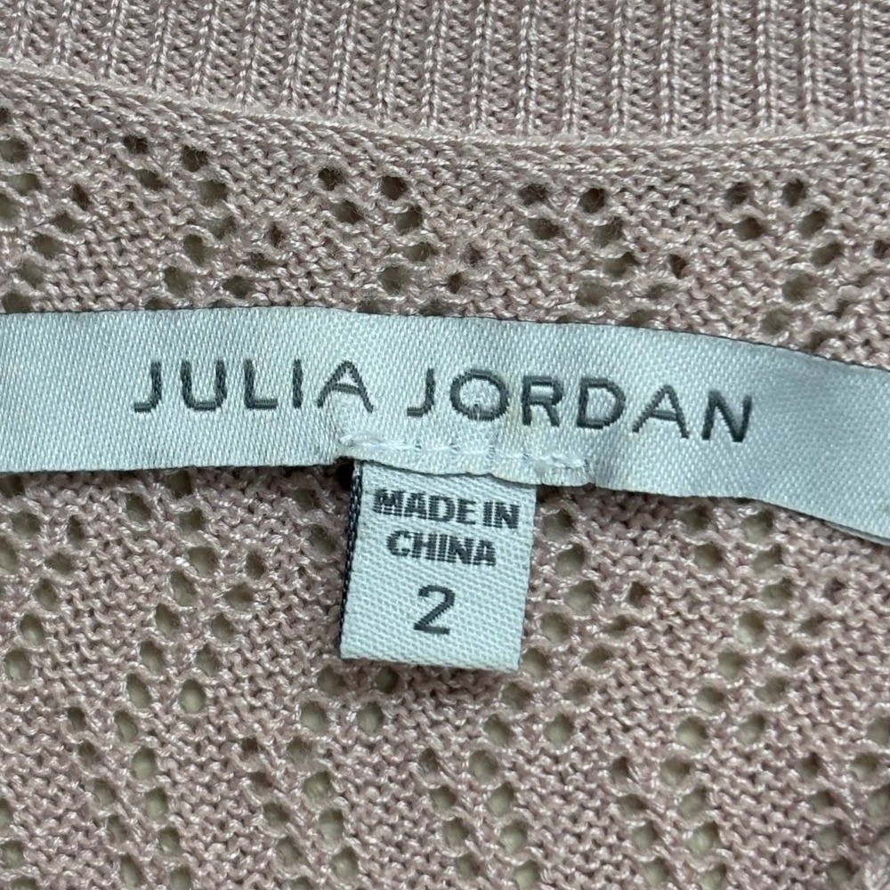 Julia Jordan Fit and Flare Sweater Dress Lavender Pink Pointelle Knit Size 2 - Picture 6 of 6